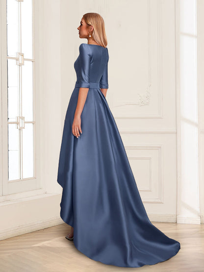 Robes de Mère de la Mariée Ligne A/Princesse Col en V Manches 1/2 Asymétriques avec Poches