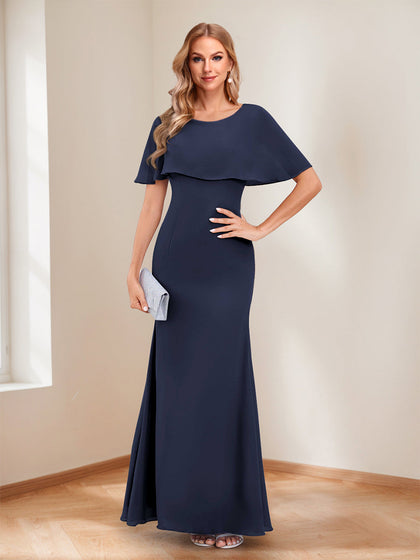 Robes de Mère de la Mariée Sirène/Trompette Col Bateau Longueur Au Sol avec Nœud Papillon