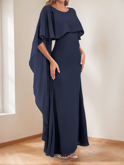 Robes de Mère de la Mariée Sirène/Trompette Col Bateau Longueur Au Sol avec Nœud Papillon