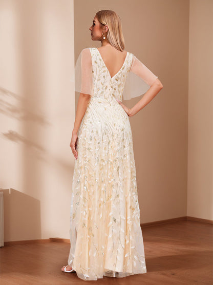 Robes de Mère de la Mariée Ligne A/Princesse Col V Asymétrique avec Appliqués