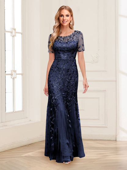 Robes de Mère de la Mariée Sirène/Trompette Col en V Longueur Au Sol avec Appliqués