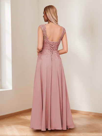 Robes de Mère de la Mariée Ligne A/Princesse Col V Plissé avec Perles et Appliqués