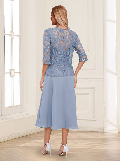 Robes de Mère de la Mariée Col Carré Ligne A/Princesse avec Appliques en Dentelle et Veste