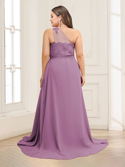Robes de Mère de la Mariée Grande Taille A-Ligne/Princesse à Une Épaule avec Appliqués et Fente Latérale