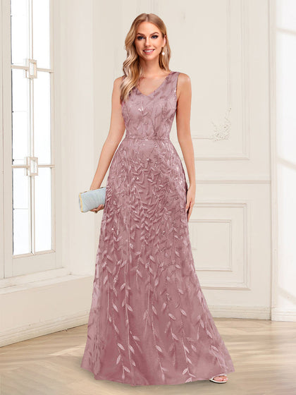 Robes de Mère de la Mariée Longueur Sol en Ligne A/Princesse Col en V avec Appliqués