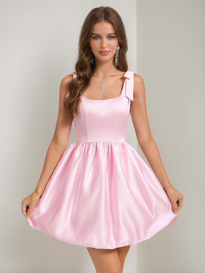Robes de Bal de Promo Courtes sans Manches Col Carré Ligne A/Princesse avec Nœud