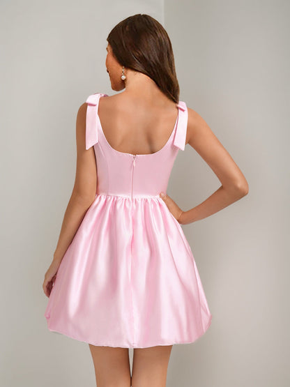 Robes de Bal de Promo Courtes sans Manches Col Carré Ligne A/Princesse avec Nœud