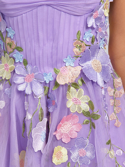 Robes de Retour à la Maison en Tulle Plissé sans Manches avec Décolleté Cœur et Appliqués, Style A-Line/Princesse