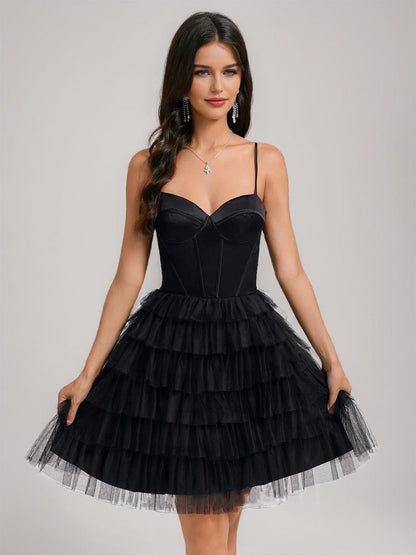 Robes de Bal Courtes en Tulle Plissé à Col Cœur Style A-Line/Princesse