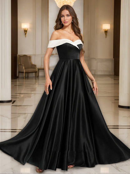 Robes de soirée mi-longues, épaules dénudées, froncées