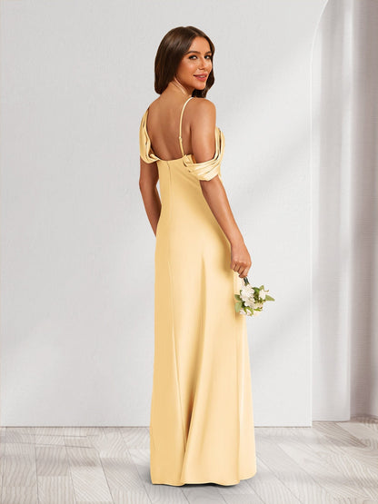 Robes de demoiselle d'honneur coupe A-line/Princesse asymétriques à une épaule, longueur ras du sol