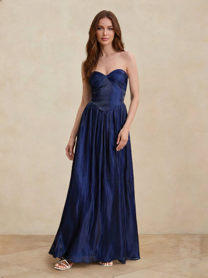 Robes de bal trapèze/princesse, bustier cœur, taille basque, longueur au sol, froncées