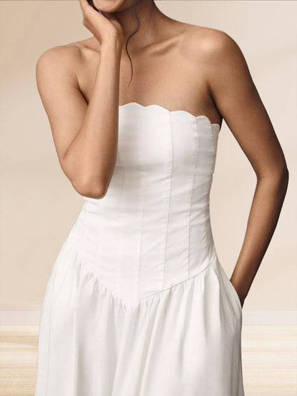 Robes de bal trapèze/princesse sans bretelles, taille basque, avec poche