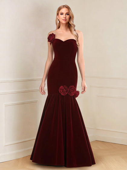 Trompette/Sirène Chérie La Longueur du Sol Robes Mère de la Mariée avec 3D-Fleur