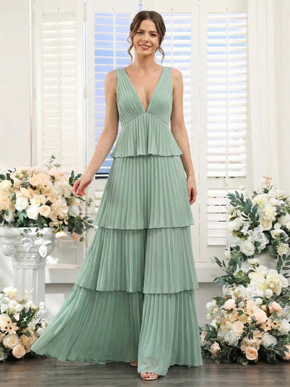 Robe de demoiselle d'honneur longue à une épaule, bustier et sans manches, à imprimé floral, coupe fourreau/colonne