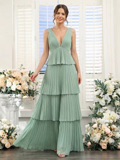 Robe de demoiselle d'honneur longue à une épaule, bustier et sans manches, à imprimé floral, coupe fourreau/colonne