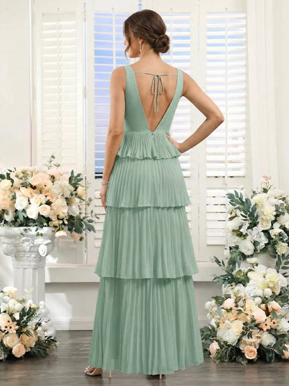 Robe de demoiselle d'honneur longue à une épaule, bustier et sans manches, à imprimé floral, coupe fourreau/colonne