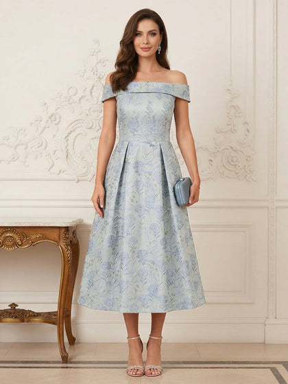 Robe Mère de la Mariée Ligne A Épaules Dénudées Sans Manches Longueur Cheville Plissée