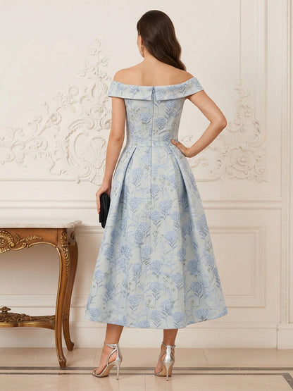 Robe Mère de la Mariée Ligne A Épaules Dénudées Sans Manches Longueur Cheville Plissée
