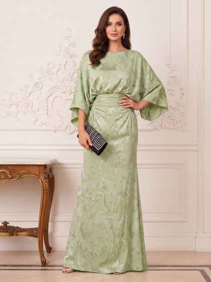 Gaine/Colonne Col Bateau 3/4 Manches La Longueur du Sol Robes Mère de la Mariée avec Ruché