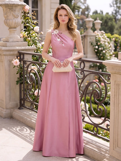 Robe Mère de la Mariée Longueur Sol Ligne A/Princesse Monobretelle, avec Fleurs