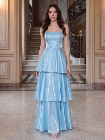 Ligne A/Princesse Bretelles Spaghetti Sans Manches Longueur du Sol Robes de Soirée avec Volants