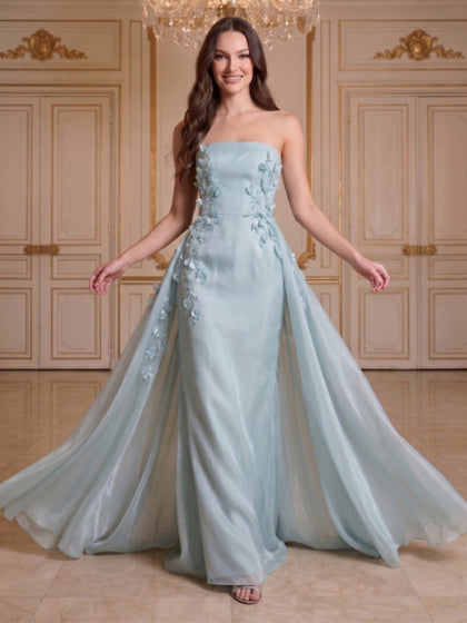 Ligne A/Princesse Sans Bretelles Sans Manches Longueur du Sol Robes de Soirée avec Florale 3D