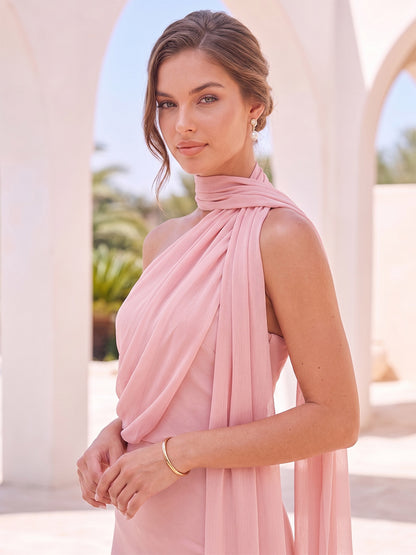 Robe de Cocktail Trompette/Sirène Monobretelle Asymétrique, avec Élégant Drapé