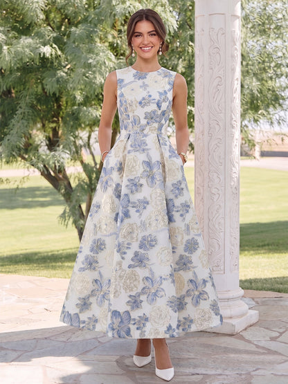Robe d'Invité de Mariage Ligne A/Princesse à Col Dégagé, Longueur Cheville with Fronces