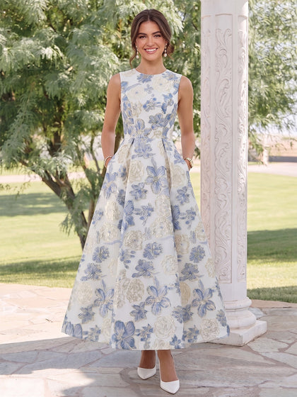 Robe d'Invité de Mariage Ligne A/Princesse à Col Dégagé, Longueur Cheville with Fronces