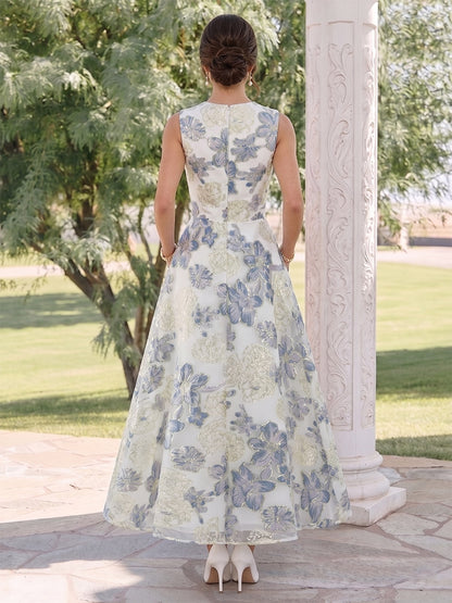 Robe d'Invité de Mariage Ligne A/Princesse à Col Dégagé, Longueur Cheville with Fronces