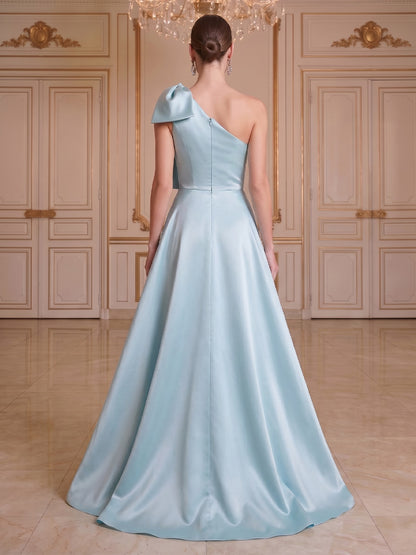 Robe de Soirée Trompette/Sirène Monobretelle, Longueur Sol avec Nœud Papillon & Broderies