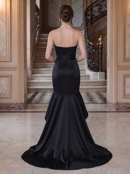 Robe de Soirée Trompette/Sirène Sans Bretelles, Longueur Sol with Volants