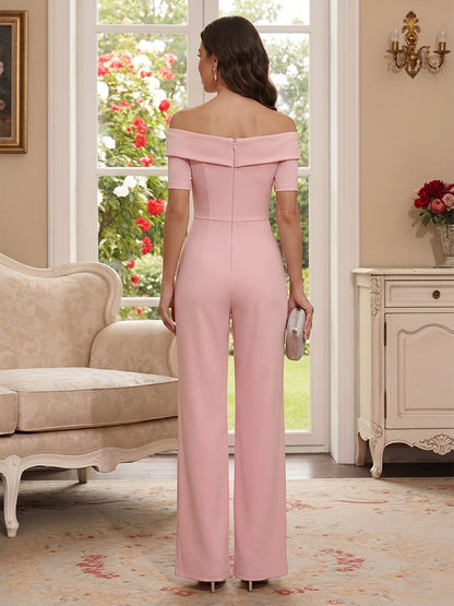 Combinaison Hors de L'épaule Manches Courtes Longueur du sol Robes Mère de la Mariée avec Florale 3D