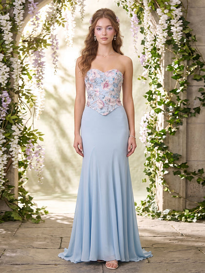 Ligne A/Princesse Sans Bretelles Sans Manches Longueur du sol Robes de Soirée avec Broderie
