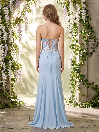 Ligne A/Princesse Sans Bretelles Sans Manches Longueur du sol Robes de Soirée avec Broderie