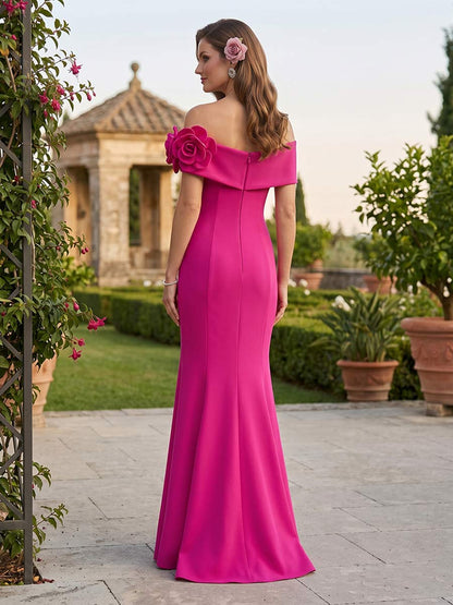 Trompette/Sirène Hors de L'épaule Sans Manches Longueur au Sol Robes Mère de la Mariée avec Florale 3D