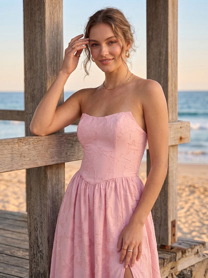 Ligne A/Princesse Sans Bretelles Sans Manches Longueur du sol Robes de Demoiselle d'Honneur avec Côté Divisé