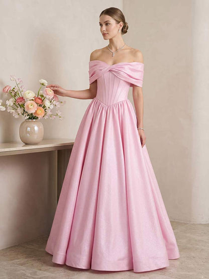 Robe de Bal Trapèze/Princesse À Épaules Dénudées Sans Manches Longueur Sol avec Plis et Nœud