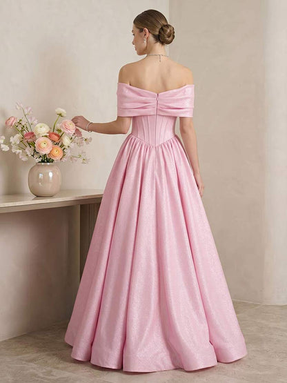 Robe de Bal Trapèze/Princesse À Épaules Dénudées Sans Manches Longueur Sol avec Plis et Nœud