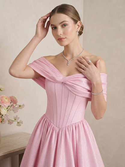 Robe de Bal Trapèze/Princesse À Épaules Dénudées Sans Manches Longueur Sol avec Plis et Nœud
