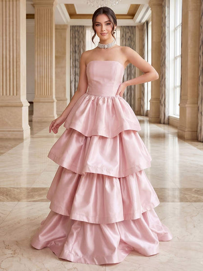Robe de Bal Trapèze/Princesse Bustier Longueur Sol à Volants