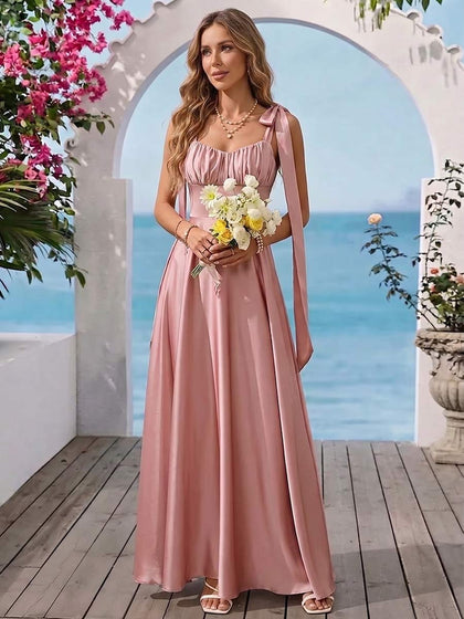 Robe de Bal Trapèze/Princesse à Breloques Fines Sans Manches Longueur Sol à Fronces