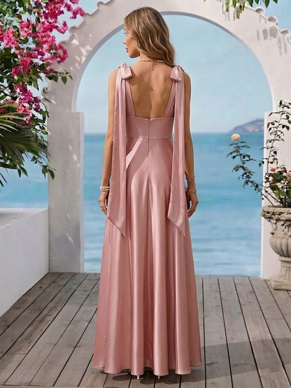 Robe de Bal Trapèze/Princesse à Breloques Fines Sans Manches Longueur Sol à Fronces