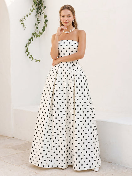 Robe Habillée Trapèze/Princesse Bustier Longueur Sol avec Plis et Poches