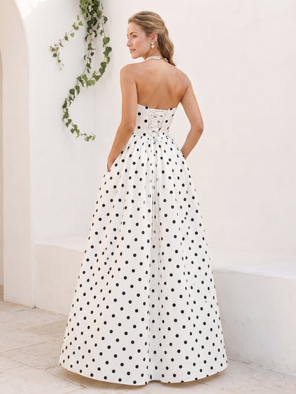 Robe Habillée Trapèze/Princesse Bustier Longueur Sol avec Plis et Poches