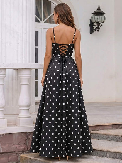 Robe Habillée Trapèze/Princesse à Bretelles Fines Sans Manches Longueur Sol avec Plis et Fronces
