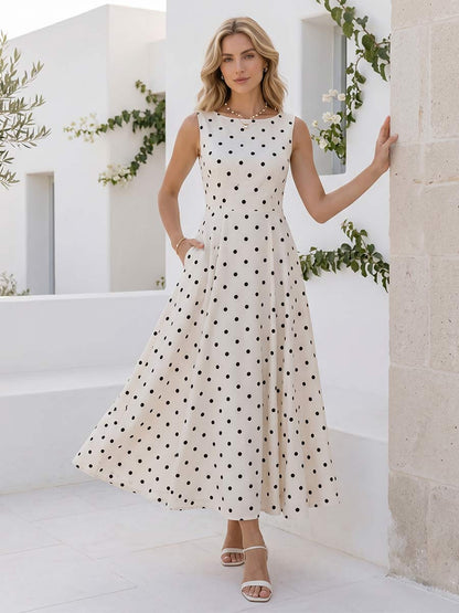 Robe de Cocktail Longueur Cheville A-Line à Encolure Arrondie Sans Manches avec Fronces