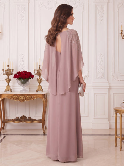 Robe de Mère de la Mariée Coupe A-Line/Princesse Asymétrique à Mancherons avec Ruchés