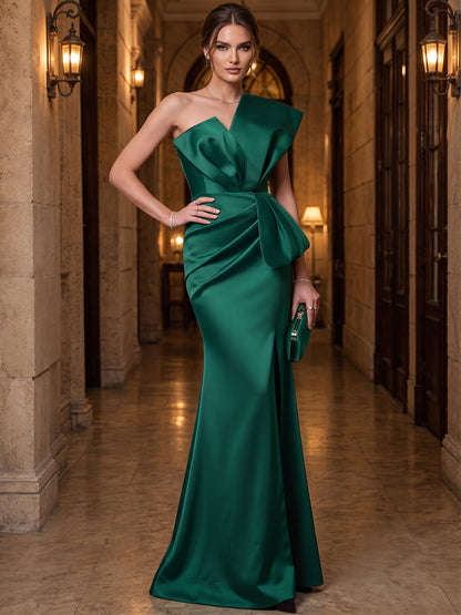 Fourreau / colonne Bustier Sans manches Satin Longueur au sol Robes de soirée avec Nœud